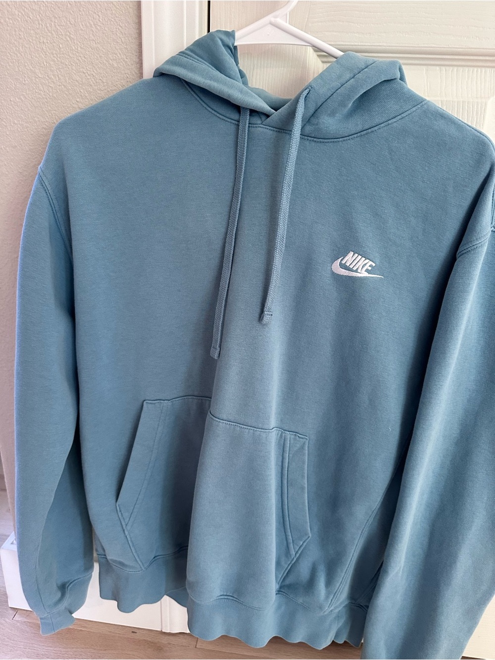 Nike Dusty Blue Pullover Hoodie with White Logo